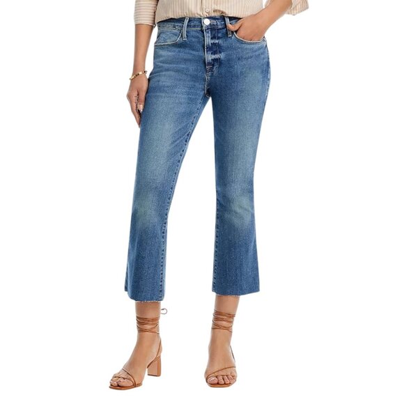 FRAME Le Crop Mini Bootcut Jeans w/ Raw Hem - Cairo Wash – Size 28 - Picture 1 of 10